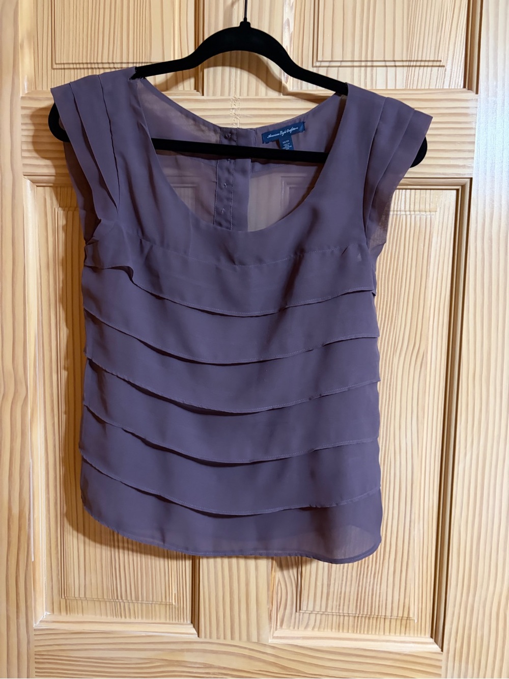 Layered Scoop Neck Blouse — Plum Purple sheer lightweight feminine
